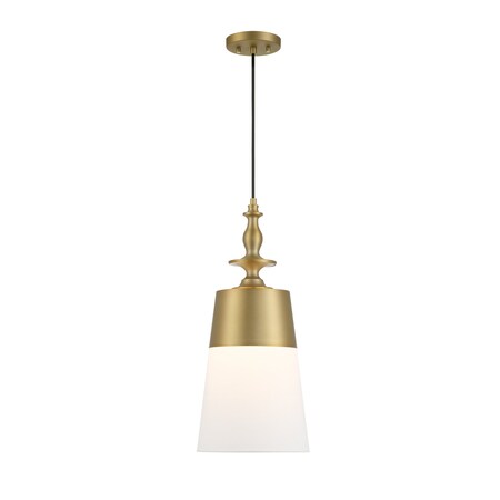 Designers Fountain Ava 60 Watt 1 Light Brushed Gold Pendant with White Fabric Shade D281M-10P-BG
